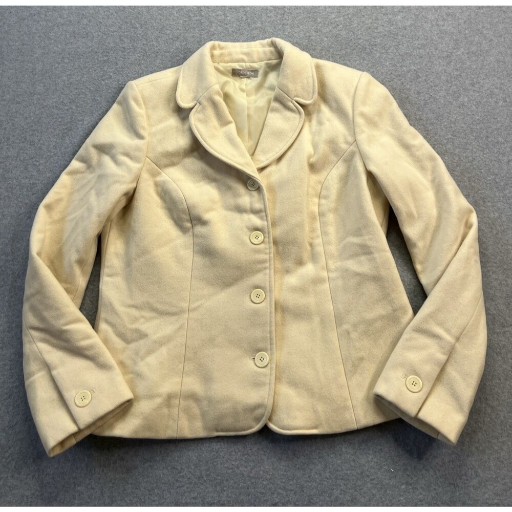 Nordstrom Womens Blazer Large ?? Ivory Wool Cashmere Blend 3 Button Lined